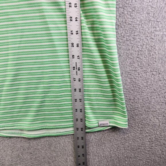 Patagonia Top Womens XS Green Striped Capilene 3 Midweight 1/4 Zip Baselayer - Picture 12 of 15